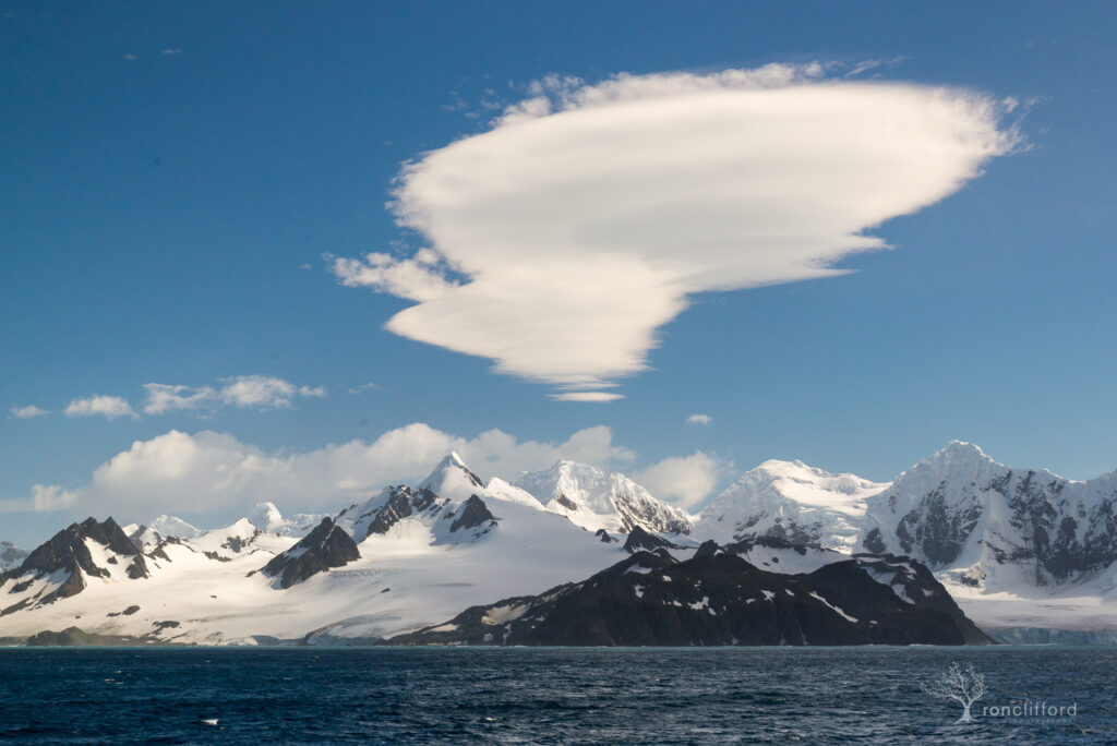 Lenticular Cloud over a mountain range on Elephant Island