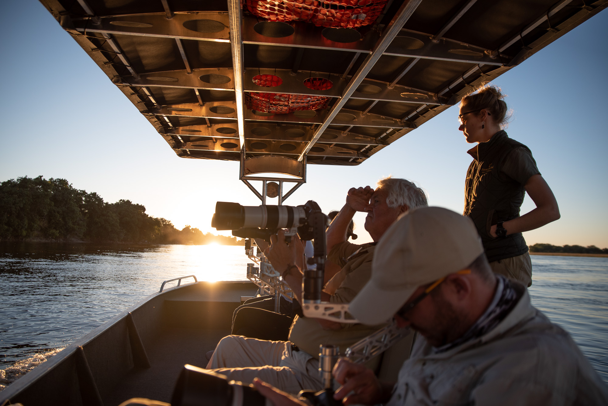 Photography from a special shooting boat along the Chobe River in Botswana