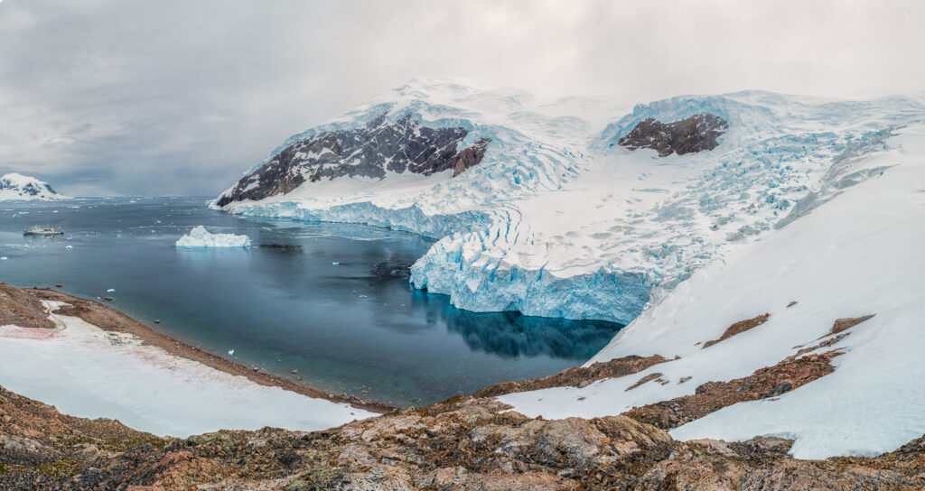 a panorama of Neko Harbour in Antarctica